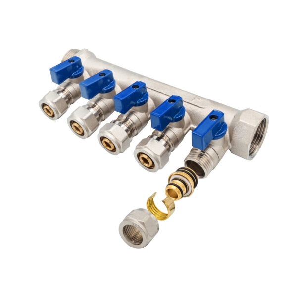 MANIFOLD WITH BALL VALVE MF-1" 5X16 BLUE