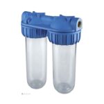 DUBBELE FILTER 886 1" WEGWERPCARTOUCHE KATOEN 25µ + KOOLSTOFCARTOUCHE+ SLEUTEL + VIS + +MUURBEVESTIGING (REF ATLAS ZA112T781 )