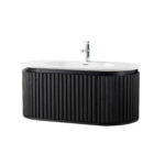 ARMOIRE LAVABO BEGONIA - 1 TIROIR - SANS POIGNÉE - FERMETURE DOUCE - 99X42X52,5 CM - CHÊNE NOIR – Image 6