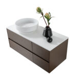 KAMELLIA VANITY UNIT - 1 DRAWER - HANDLELESS - SOFT CLOSE – 119X40X52 CM - LIGHT WALNUT - Image 16