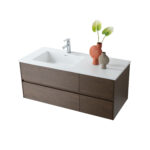 KAMELLIA VANITY UNIT - 1 DRAWER - HANDLELESS - SOFT CLOSE – 119X40X52 CM - LIGHT WALNUT - Image 24