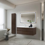 ARMOIRE LAVABO BEGONIA - 1 TIROIR - SANS POIGNÉE - FERMETURE DOUCE - 99X42X52,5 CM - CHÊNE NOIR – Image 34