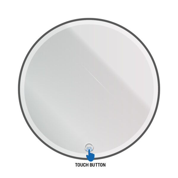 ALONI OMEGA MIRROR - WITH LED LIGHTING - ROUND - WITH FRAME - WITHOUT HEATING - LED COLOR TEMPERATURE 3500-6500K - 80CM - MATT BLACK