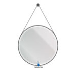 ALONI BELTIA MIRROR - WITH LED LIGHTING - ROUND - WITH FRAME - WITH IMITATION LEATHER STRAP AND HOOK - LED COLOR TEMPERATURE 3500-6500K - 60CM - MATT BLACK