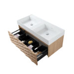 ARMOIRE LAVABO MAGNOLIA - 1 TIROIR - SANS POIGNÉE - FERMETURE DOUCE – 119X40X52 CM - CHÊNE CLAIR – Image 9