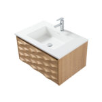 KAMELLIA VANITY UNIT - 1 DRAWER - HANDLELESS - SOFT CLOSE – 79X40X52 CM - LIGHT WALNUT - Image 28