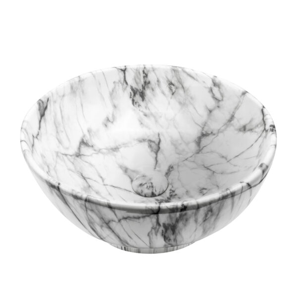 ALONI ZEBRA WASHBASIN – COUNTERTOP – WITHOUT OVERFLOW – WITHOUT TAP HOLE – WITH CLICK WASTE – CERAMIC – 41X18X41 CM – WHITE MARBLE