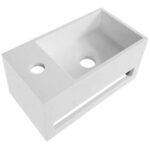 SOLID SURFACE SINK WITH TOWEL HOLDER + TAP HOLE LEFT (35.8X20.5X15.7CM) - WHITE