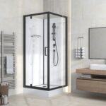 RIMO COMPLETE SHOWER ENCLOSURE WITH SWING DOOR- REVERSIBLE - 80X215X80 CM - MATT BLACK - CLEAR GLASS