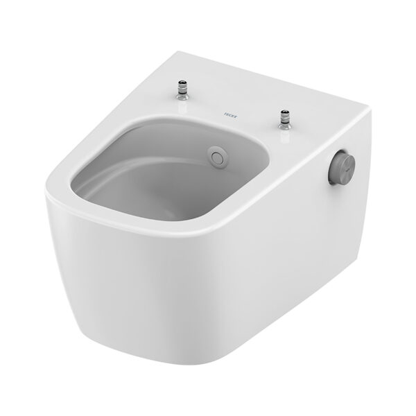 TECENEO WALL-HUNG TOILET WITH BIDET - WITH BIDET MIXER TAP - HOT AND COLD WATER - 54 CM - GLOSSY WHITE