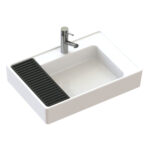 CREAVIT ARYA CERAMIC WASHBASIN WITH RACK (68CM) - WHITE