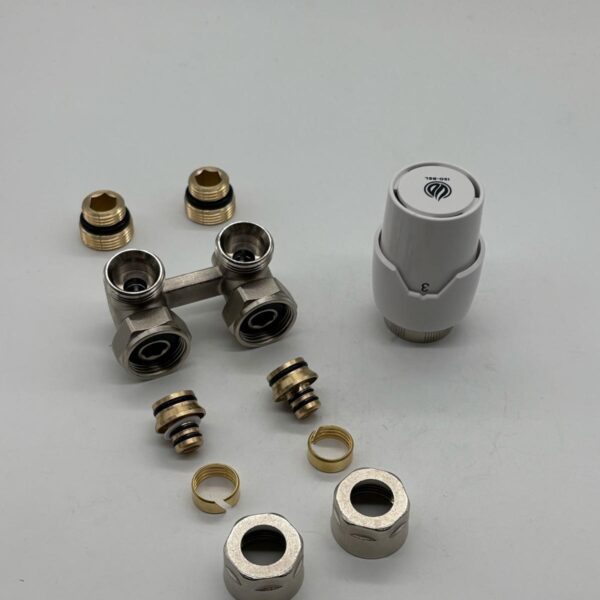 ERFU H-BLOCK AANSLUITSET VOOR WANDAANSLUITING MET THERMOSTATISCHE KOP M30-1/2M-16/2