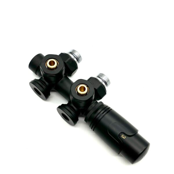 VANNE DE RADIATEUR ERFU - DESIGN - THERMOSTATIQUE - RACCORDEMENT MUR ET SOL - 1/2MX16/2 M30 - NOIR MAT