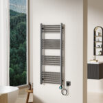 SÈCHE-SERVIETTES ÉLECTRIQUE BELRAD - AVEC THERMOSTAT NUMÉRIQUE PROGRAMMABLE - SMART WIFI - CONNEXION À DROITE - 700W - 1200X500 MM - Gunmetal – Image 2