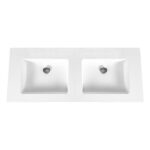 ALONI SOLID SURFACE DOUBLE SINK WITHOUT TAP HOLES (160CM) - WHITE
