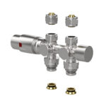 VANNE DE RADIATEUR - DESIGN - THERMOSTATIQUE - RACCORDEMENT MUR ET SOL - 1/2" mâleX16/2 M30 - INOX BROSSÉ – Image 2