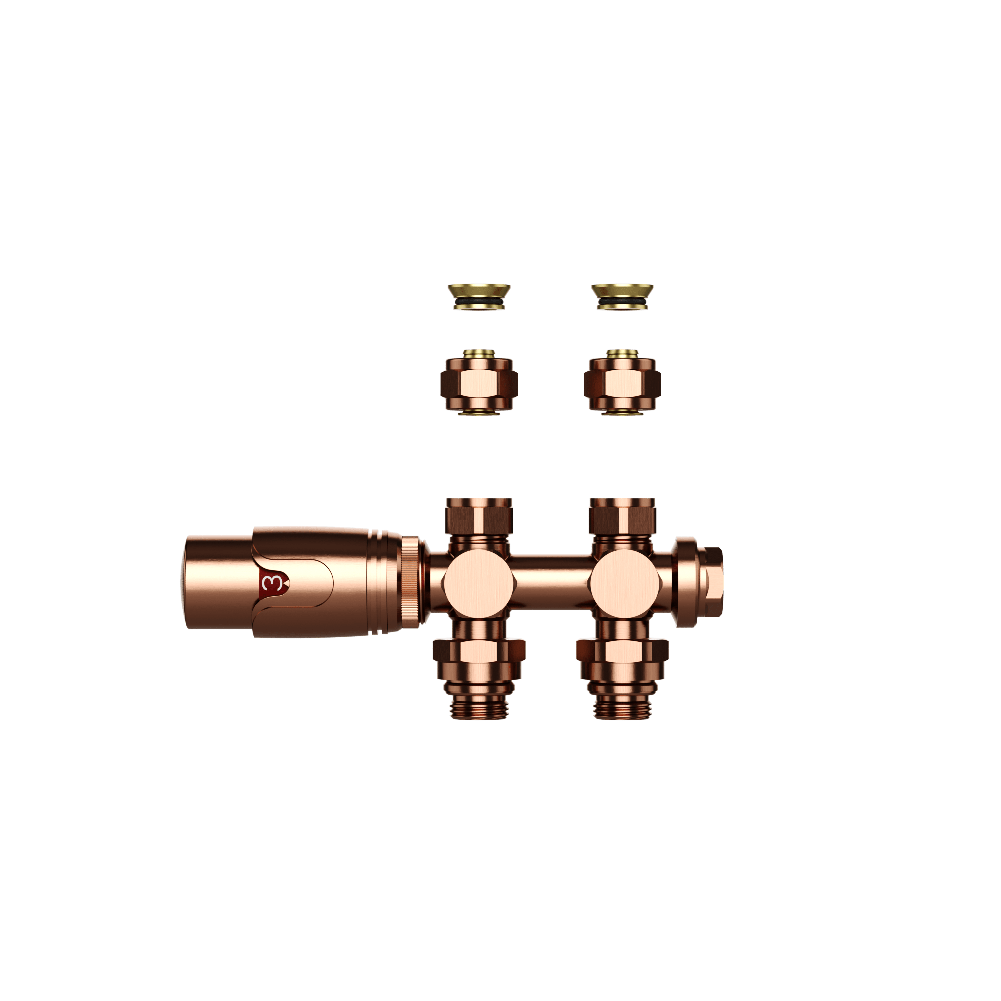 BLR305-1.png RADIATOR VALVE – DESIGN – THERMOSTATIC – WALL AND FLOOR CONNECTION – 1/2MX16/2 M30 – BRUSHED COPPER - Image 1
