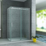 ALONI SHOWER ENCLOSURE WITH SLIDING DOOR AND SIDE PANEL - WITH ANTI-CALCAIRE TREATMENT - REVERSIBLE - 8MM SAFETY GLASS - 90X120X195 CM - CHROME - CLEAR GLASS