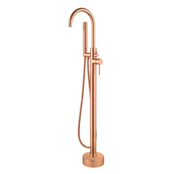 ALONI FREESTANDING BATH MIXER TAP WITH HAND SHOWER - BRUSHED COPPER