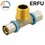 ERFU MULTI-LAYER CRIMP TEE M – 16 MM X 1/2" X 16 MM – PRESS FITTING DVGW CERTIFIED, MULTI-PROFILES U/H/TH