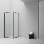 INSLIDE SHOWER ENCLOSURE - INWARD OPENING SLIDING DOOR AND SIDE PANEL - SPACE-SAVING - REVERSIBLE - 6MM SAFETY GLASS - 90X90X200 CM - GUNMETAL - CLEAR GLASS