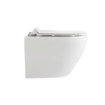 ALONI ECO WALL-HUNG TOILET – RIMLESS – WITH SEAT – DUROPLAST – SOFT CLOSE – QUICK RELEASE – COMPACT 49 CM – 36X36X49 CM – GLOSSY WHITE - Image 2