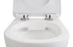 ALONI ECO WALL-HUNG TOILET – RIMLESS – WITH SEAT – DUROPLAST – SOFT CLOSE – QUICK RELEASE – COMPACT 49 CM – 36X36X49 CM – GLOSSY WHITE - Image 4
