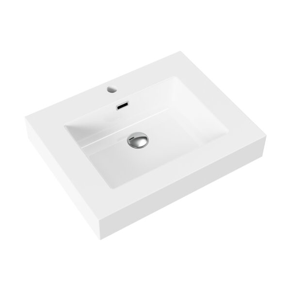 ALONI WASHBASIN- 1 BASIN - WITH OVERFLOW - 1 TAP HOLE - POLYRESIN - 60X10X46 CM - GLOSSY WHITE