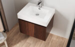 LAVABO ALONI - 1 VASQUE - AVEC TROP-PLEIN - 1 TROU POUR ROBINETERIE - MARBRE ARTIFICIEL - 60X10X46 CM - BLANC BRILLANT – Image 3