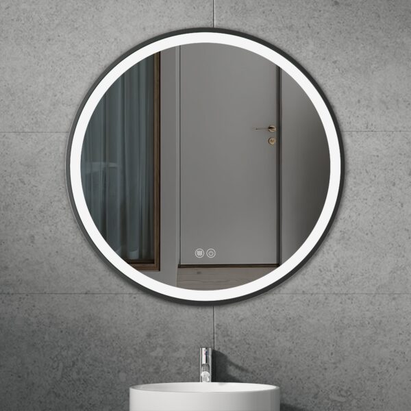 ERFU SPIEGEL LED ANTI-MIST Φ80CM ZWART FRAME