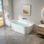 ALONI BACK TO WALL BATHTUB - WITH DRAINER SET AND CLICK WASTE - ACRYLIC - 170X78X58 CM - GLOSSY WHITE