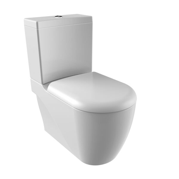 GRANDE XXL STANDING TOILET BOWL WITH BIDET, WALL/BOTTOM OUTLET - WHITE