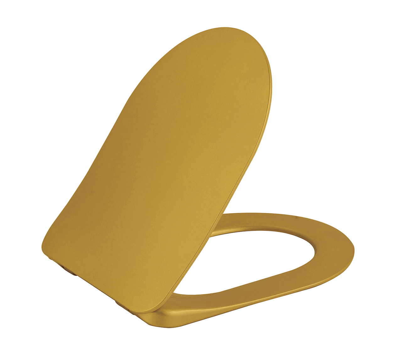 KC0903.01.0300E.jpg CREAVIT DUCK TOILET SEAT - D-SHAPE - SLIM DESIGN - SOFT CLOSE - QUICK RELEASE - DUROPLAST - STAINLESS STEEL HINGES - GOLD - Image 1