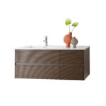 WONDA SQUARE SLIM WASHBASIN - 1 BASIN LEFT - WITH OVERFLOW - 1 TAP HOLE - POLYRESIN - 120X1,6X52,5 CM - MATT WHITE - Image 3
