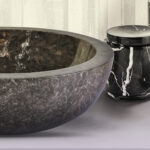 FULLY POLISHED WASHBOWL FROM STONE - GREY MARBLE 35x12CM - Image 4