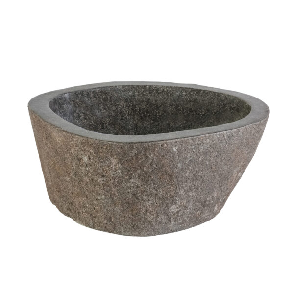 WASHBOWL OF NATURAL RIVER STONE - GREY 30-35X15X3CM