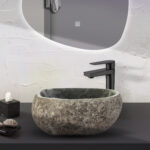 WASHBOWL OF NATURAL RIVER STONE - GREY 30-35X15X2CM - Image 3