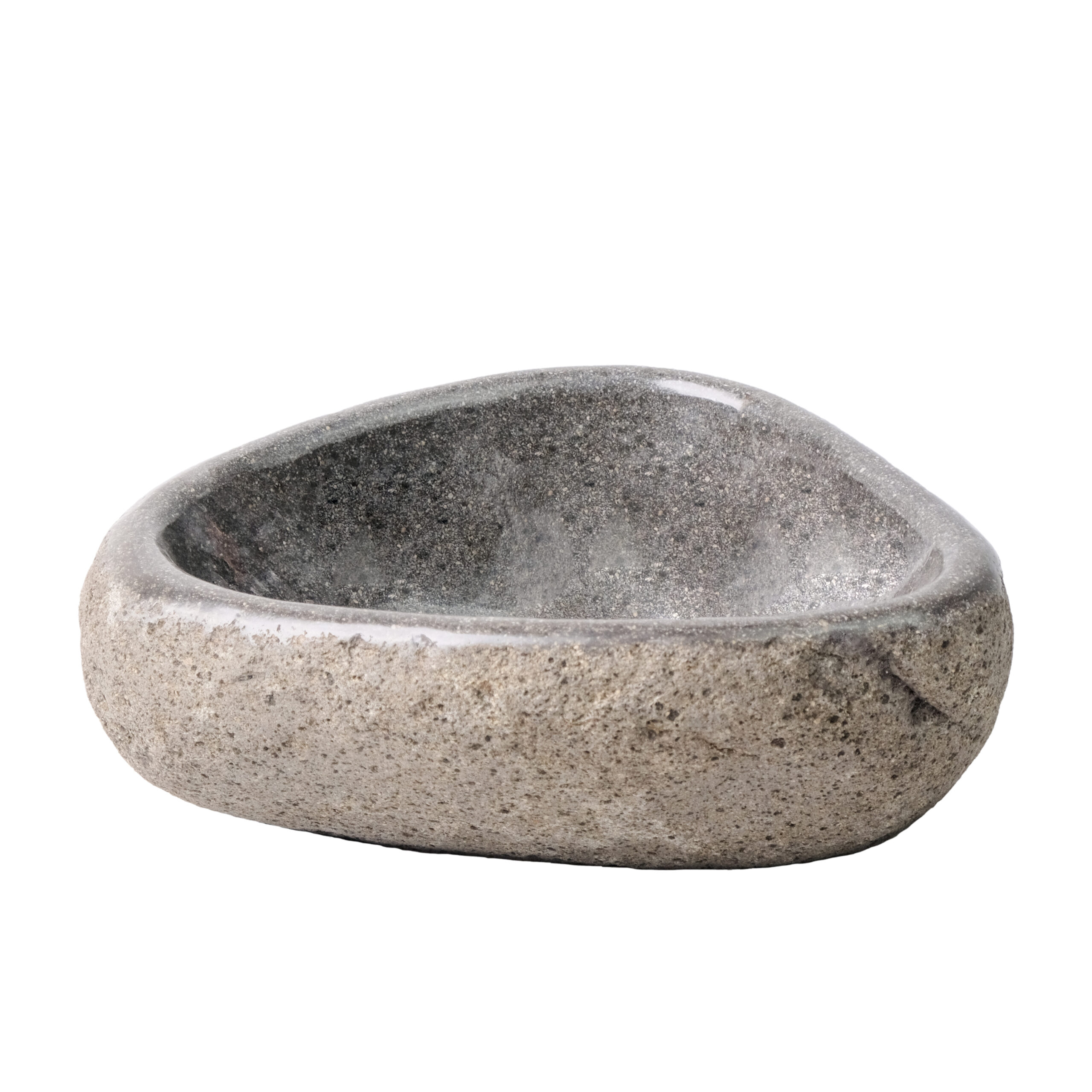 NST3606-2.jpg ROUND WASHBOWL OF NATURAL RIVER STONE THIN EDGE - GREY 30-35X15X1,5CM - Image 1