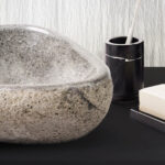 ROUND WASHBOWL OF NATURAL RIVER STONE THIN EDGE - GREY 30-35X15X1,5CM - Image 4