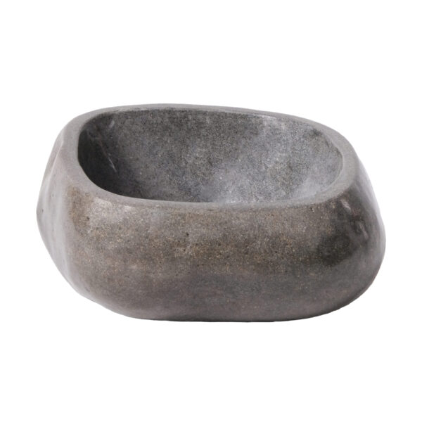 LAVABO EN PIERRE DE RIVIÈRE NATURELLE ENTIÈREMENT POLI - NOIR 30-35X15X1.5CM