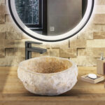 LAVABO EN MARBRE NATUREL ÉRODÉ - BRUN 30-35X15CM – Image 3