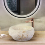 LAVABO EN MARBRE NATUREL ÉRODÉ - CRÈME 30-35X15CM – Image 3