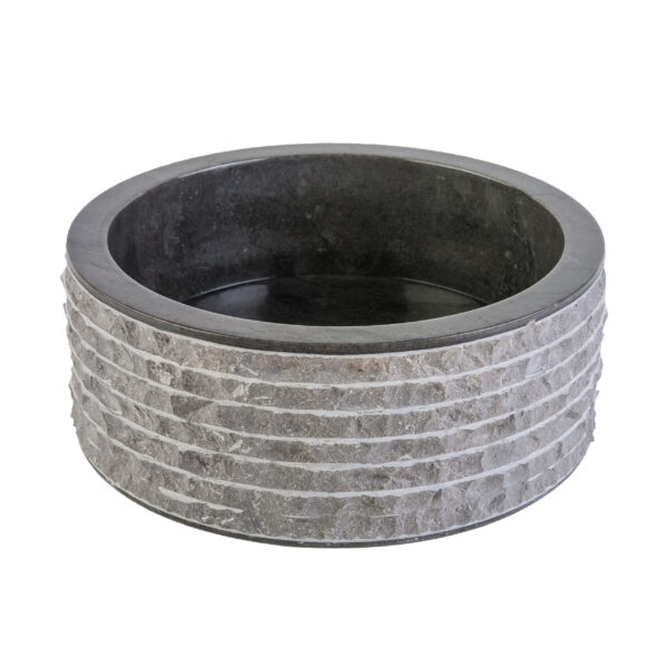 LAVABO EN MARBRE ALUR AVEC FACE INTÉRIEUR POLI - NOIR 40X15CM