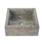 LAVABO CARRÉ À COMPTOIR ENTIÈREMENT POLI - GRIS 40X40X15CM – Image 2