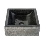 LAVABO CARRÉ ALUR FORME VASQUE - NOIR 40X40X15CM – Image 2