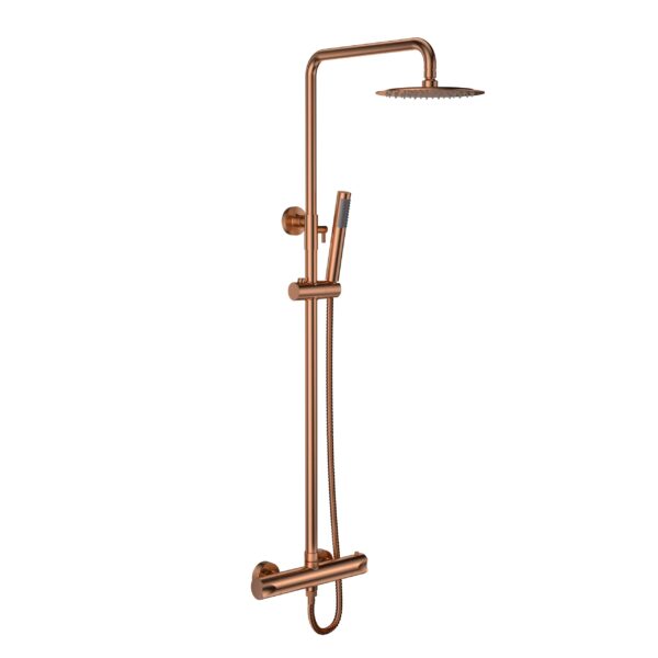 ALONI OPTIMA RONDO RAIN SHOWER SET – THERMOSTATIC – EXPOSED – BRUSHED COPPER