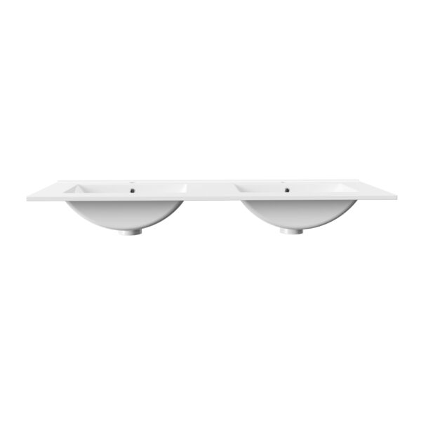ALONI HAYAT WASHBASIN- 2 BASINS - WITH OVERFLOW - 2 TAP HOLES - POLYRESIN - 120X1,5X45 CM - GLOSSY WHITE