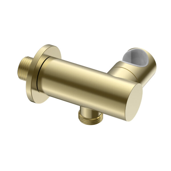 UNIFORMA WALL OUTLET ELBOW – WITH WATER CONNECTION AND ADJUSTABLE HAND SHOWER HOLDER – BRUSHED GOLD