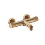 STRIA BATH MIXER – THERMOSTATIC – WALL-MOUNT – REFINED RIBBED HANDLES – BROWN BRONZE (PVD)