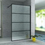 ALONI WALK-IN SHOWER PANEL WITH GRID 8MM (90X200CM) - MATT BLACK